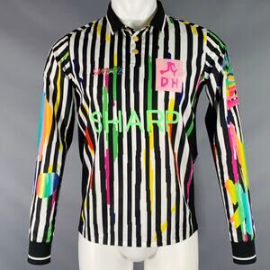 SANKUANZ Size M Black White Multi Color Stripe Long Sleeve Shirt